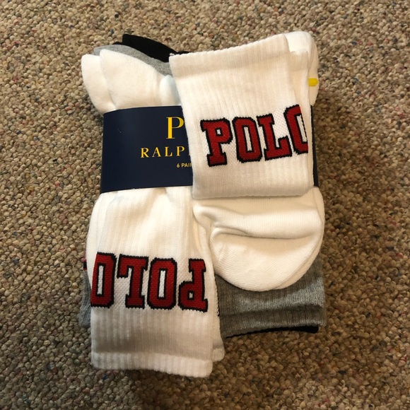 🆕 Polo Ralph Lauren Classic Crew Socks 6 Pack - Picture 8 of 10